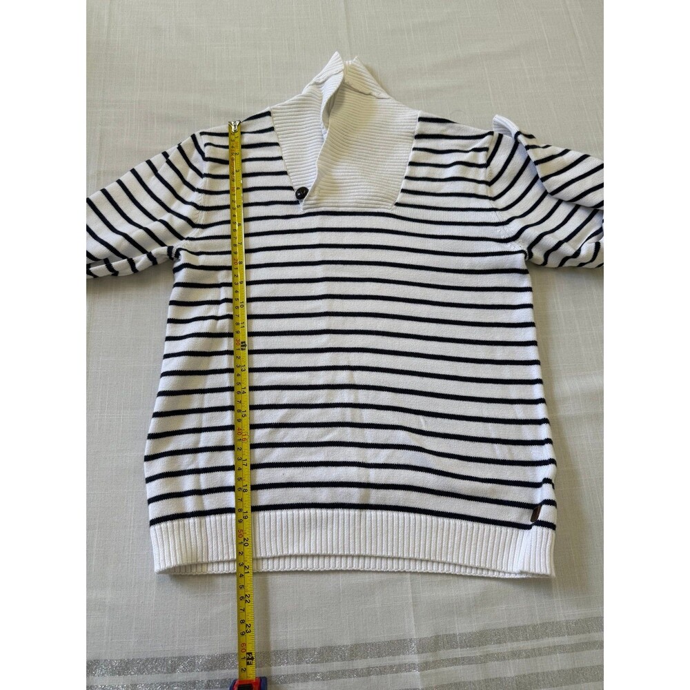 Janie & Jack Preppy Striped Pull On Sweater Navy White Shawl Collar Nautical 12 - Picture 4 of 7
